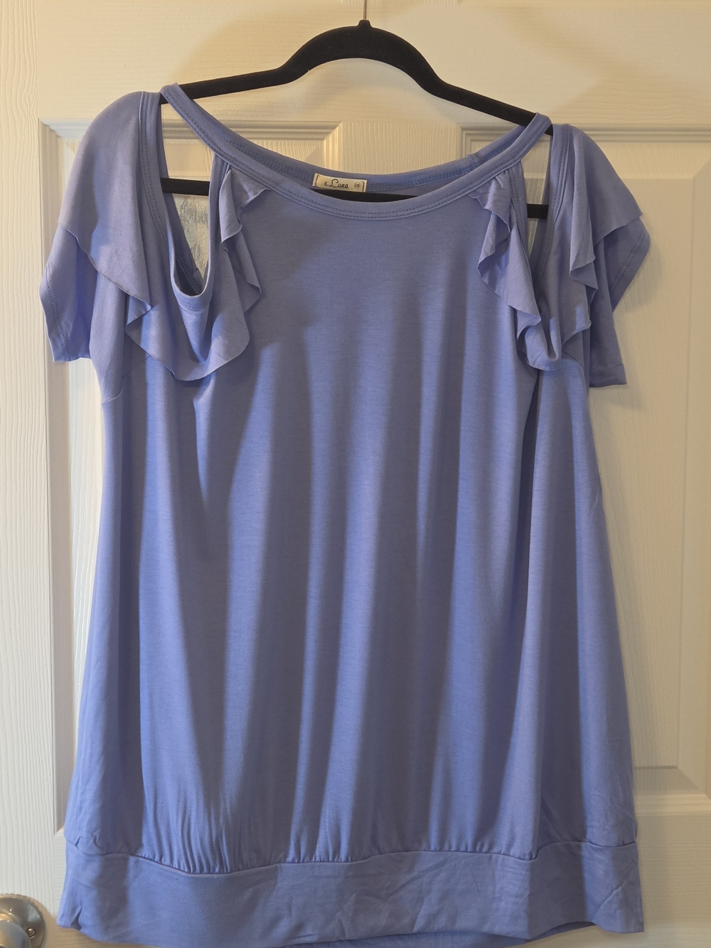Cold-Shoulder Ruffle Tank Top - Lavender 2X
